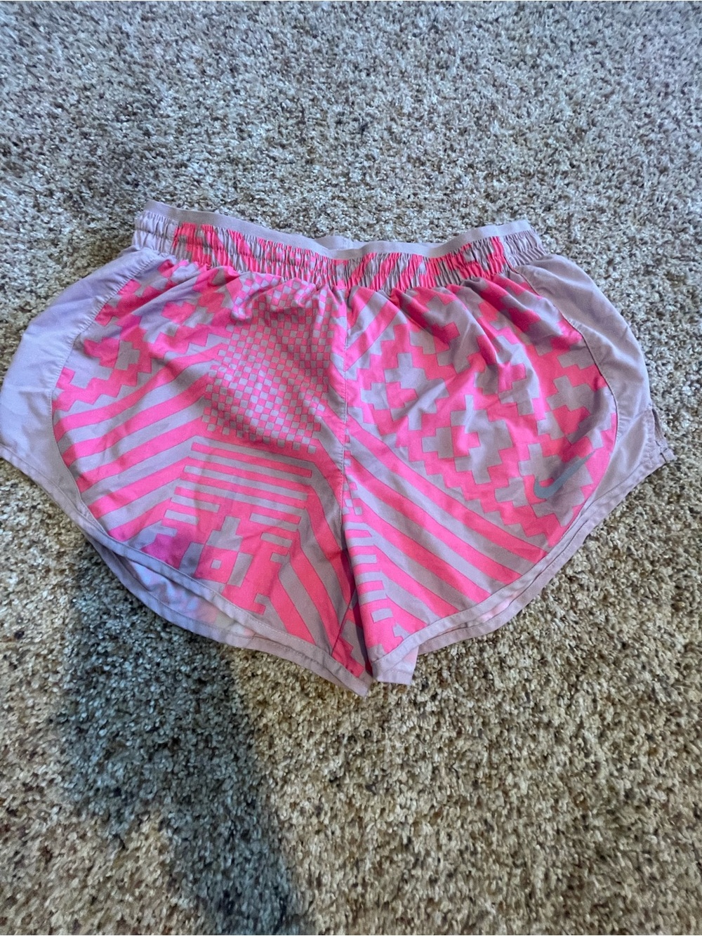 Nike Pink Geometric Print Women's Athletic Shorts